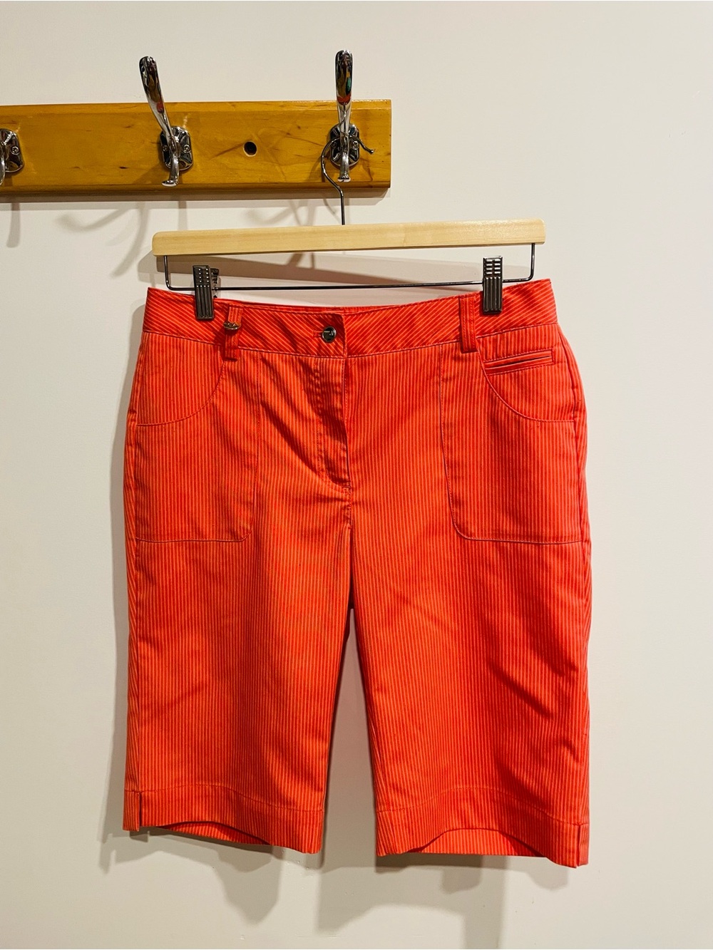 Calvin Klein Red-Orange Mid-Length Bermuda Shorts